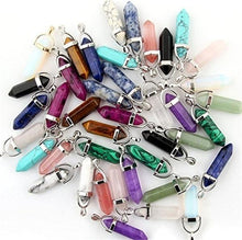 Load image into Gallery viewer, Multi-color 15 stone pack Bullet Shape Healing Pointed Quartz Chakra Pendants
