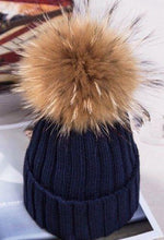 Load image into Gallery viewer, Fur Pom Pom Ski Hat
