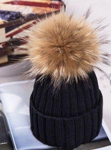 Load image into Gallery viewer, Winter Womens Knit Ski Beanie with Fur Pom Pom
