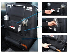 Load image into Gallery viewer, Leather Car Seat Back Organizer, iPad Mini Holder and Storage space
