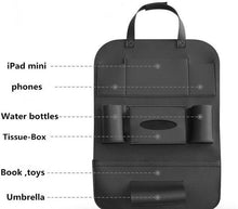 Load image into Gallery viewer, Leather Car Seat Back Organizer, iPad Mini Holder and Storage space
