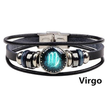Load image into Gallery viewer, Twelve Constellations Bracelet Hand - Woven Retro  Leather Wristband
