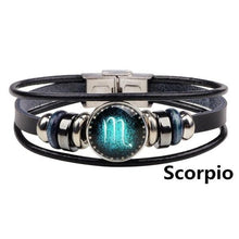 Load image into Gallery viewer, Twelve Constellations Bracelet Hand - Woven Retro  Leather Wristband

