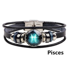Load image into Gallery viewer, Twelve Constellations Bracelet Hand - Woven Retro  Leather Wristband
