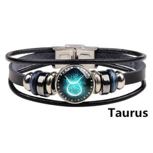 Load image into Gallery viewer, Twelve Constellations Bracelet Hand - Woven Retro  Leather Wristband
