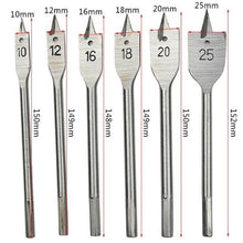 Load image into Gallery viewer, 6pcs/Set High Carbon Steel Hex Shank Spade Bits Flat Boring Bit Wood Drill Bit Power Tools
