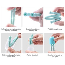 Load image into Gallery viewer, Reusable Drinking Straw Folding Silicone with Cleaning Brush Party Bar
