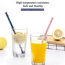 Load image into Gallery viewer, Reusable Drinking Straw Folding Silicone with Cleaning Brush Party Bar
