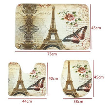 Load image into Gallery viewer, Eiffel Tower Print Bathroom Shower Curtain, Rug, Toilet Lid Cover, Floor Bath Mat
