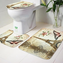 Load image into Gallery viewer, Eiffel Tower Print Bathroom Shower Curtain, Rug, Toilet Lid Cover, Floor Bath Mat
