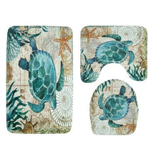 Load image into Gallery viewer, Sea Turtles Waterproof Bathroom Shower Curtain Toilet Cover Mat Non-Slip Rug Set
