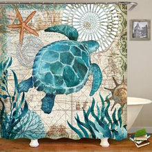 Load image into Gallery viewer, Sea Turtles Waterproof Bathroom Shower Curtain Toilet Cover Mat Non-Slip Rug Set
