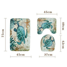 Load image into Gallery viewer, Sea Turtles Waterproof Bathroom Shower Curtain Toilet Cover Mat Non-Slip Rug Set
