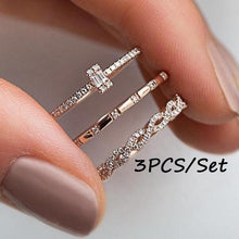 Load image into Gallery viewer, Twisted Ring Set w/ Rose Gold Plating
