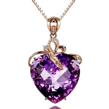 Load image into Gallery viewer, Luxury Rose Gold Heart-shaped Natural Purple Amethyst Pendant Necklace Fashion Jewelry
