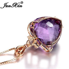 Load image into Gallery viewer, Luxury Rose Gold Heart-shaped Natural Purple Amethyst Pendant Necklace Fashion Jewelry
