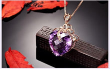 Load image into Gallery viewer, Luxury Rose Gold Heart-shaped Natural Purple Amethyst Pendant Necklace Fashion Jewelry
