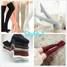 Load image into Gallery viewer, Extra Long Cotton Thigh High Socks
