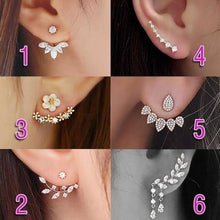 Load image into Gallery viewer, 6 Style 2 Colors Gold/Silver Women Fashion Double Side Flower Shaped Earings Hypoallergenic Ear Stud Earrings
