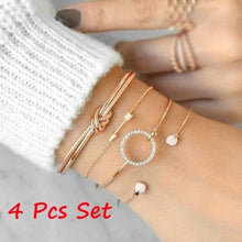 Load image into Gallery viewer, 4Pcs/Set Beautiful Arrow Crystal Opening Bangle Bracelet Set Fashion Bow Round Chain Bracelets Women Jewelry Accessories Gifts

