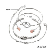 Load image into Gallery viewer, 4Pcs/Set Beautiful Arrow Crystal Opening Bangle Bracelet Set Fashion Bow Round Chain Bracelets Women Jewelry Accessories Gifts
