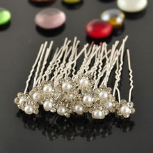 Load image into Gallery viewer, 20Pcs Wedding Bridal Pearl Flower Crystal Hair Pins Clips Bridesmaid
