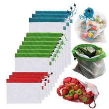 Load image into Gallery viewer, Reusable Grocery Shopping Fruit Vegetable Toys Storage Mesh Produce Bag
