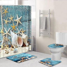 Load image into Gallery viewer, Summer Shower Curtain, Bathroom Rug, Toilet Lid Cover, Floor Bath Mat Set
