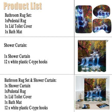 Load image into Gallery viewer, 4Pcs/Set Swans Flowers Cascade Waterproof Shower Curtain Anti-slip Bath Mats Carpets Pedestal Rugs Toilet Seat Cover Bathroom Set

