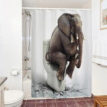 Load image into Gallery viewer, 4PCS Sitting Elephant Waterproof Bathroom Shower Curtain Toilet Cover Mat Non-Slip Rug Set
