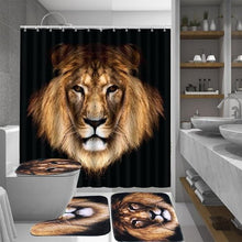 Load image into Gallery viewer, Black Background Lion Pattern Bathroom Set
