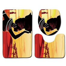 Load image into Gallery viewer, 4Pcs Bathroom Suit African Girl Waterproof Toilet Cover Rug Mat Set Flannel Bathroom Shower Curtain
