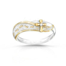 Load image into Gallery viewer, Exquisite charm simple Fashion Jewelry Sterling Silver Footprints Cross Sign Ring size 5-11
