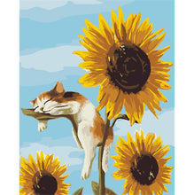 Load image into Gallery viewer, Sleeping Cat &amp; Sunflowers- Painting By Numbers
