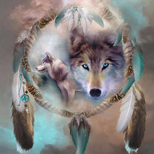 Load image into Gallery viewer, Wolf &amp; Dream Catcher- 5D™ Diamond Painting Kit
