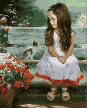 Load image into Gallery viewer, Little Girl &amp; Kitty - Painting By Numbers
