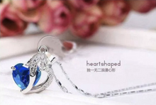 Load image into Gallery viewer, Sterling Silver Plated Blue Double Hearts Necklace &amp; Pendant
