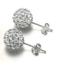 Load image into Gallery viewer, 8 MM Rhinestone Flower Bud Ball Stud Earrings
