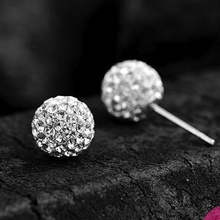 Load image into Gallery viewer, 8 MM Rhinestone Flower Bud Ball Stud Earrings
