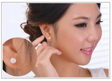 Load image into Gallery viewer, 8 MM Rhinestone Flower Bud Ball Stud Earrings
