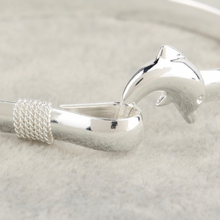 Load image into Gallery viewer, Solid Silver Dolphin Clasp Bangle Bracelet
