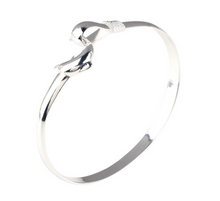 Load image into Gallery viewer, Solid Silver Dolphin Clasp Bangle Bracelet
