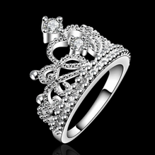 Load image into Gallery viewer, Size 7- 925 Silver Plated Princess Wedding Band Zircon Crown Ring
