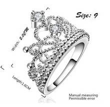 Load image into Gallery viewer, Size 7- 925 Silver Plated Princess Wedding Band Zircon Crown Ring
