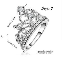 Load image into Gallery viewer, Size 7- 925 Silver Plated Princess Wedding Band Zircon Crown Ring
