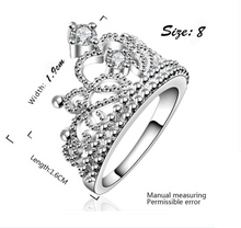 Load image into Gallery viewer, Size 7- 925 Silver Plated Princess Wedding Band Zircon Crown Ring
