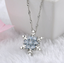 Load image into Gallery viewer, Blue Crystal Snowflake Silver Pendants Necklace
