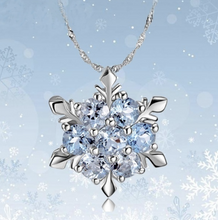 Load image into Gallery viewer, Blue Crystal Snowflake Silver Pendants Necklace
