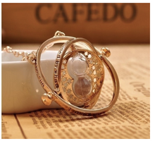 Load image into Gallery viewer, Harry Potter Gold Hourglass Rotating Necklace
