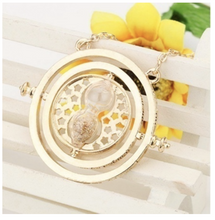 Load image into Gallery viewer, Harry Potter Gold Hourglass Rotating Necklace
